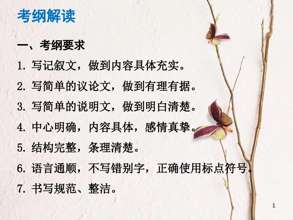 （广东专版）中考语文总复习 中考解读 写作提升课件_第1页