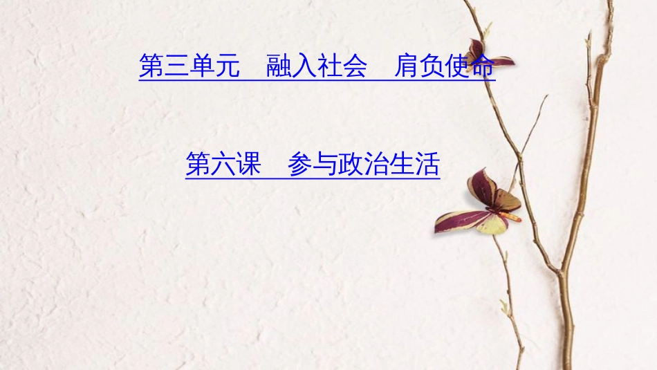 （山西地区）中考政治总复习 考点聚焦 九年级 第三单元 融入社会 肩负使命 第六课 参与政治生活课件_第1页