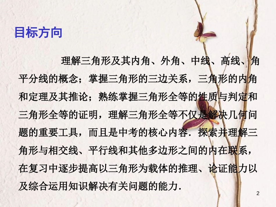 中考数学总复习 第一部分 基础篇 第四章 三角形 考点18 三角形与全等三角形课件_第2页