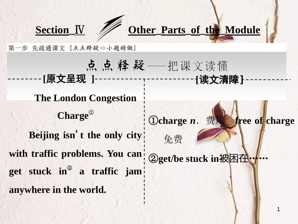 高中英语 Module 2 Traffic Jam Section Ⅳ Other Parts of the Module课件 外研版必修4_第1页