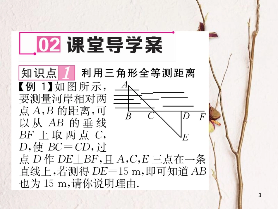 七年级数学下册 第4章 三角形 4.5 利用三角形全等测距离作业课件 （新版）北师大版_第3页