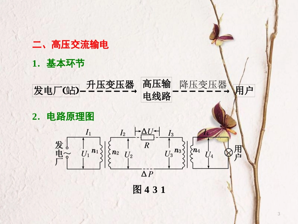 高中物理 第4章 远距离输电 第3节 电能的远距离传输课件 鲁科版选修3-2(1)_第3页