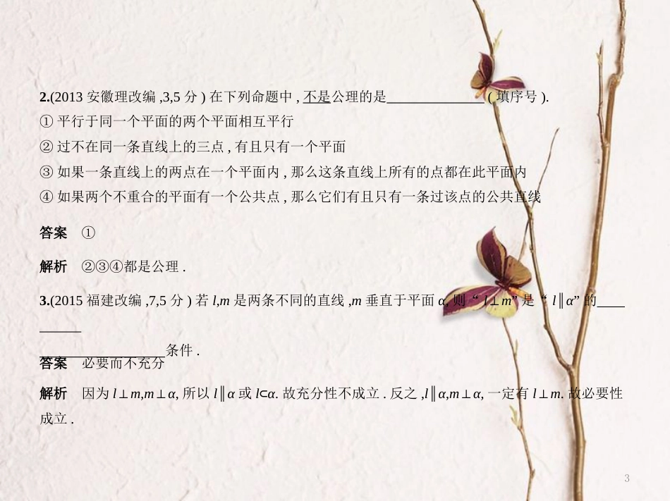 （江苏专用）高考数学一轮复习 第十四章 点、线、面之间的位置关系 14.1 平面的基本性质课件_第3页