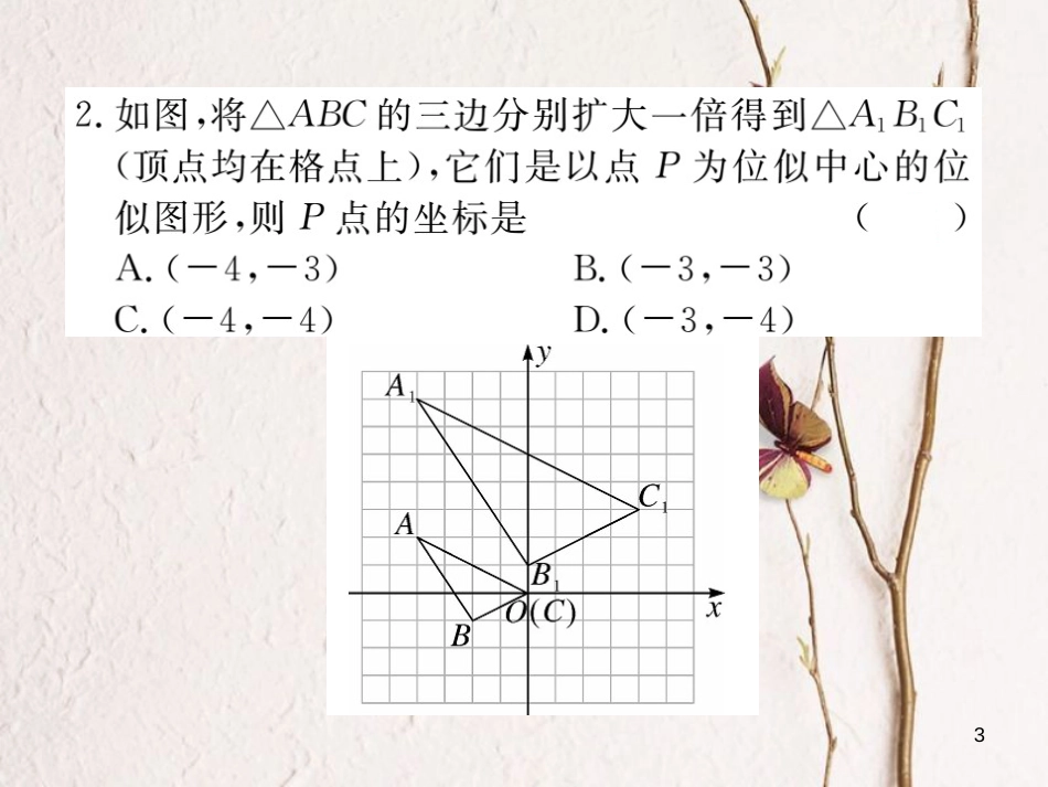 江西省2018年春九年级数学下册 第二十七章 相似 27.3 第2课时 平面直角坐标系中的位似练习课件 （新版）新人教版_第3页
