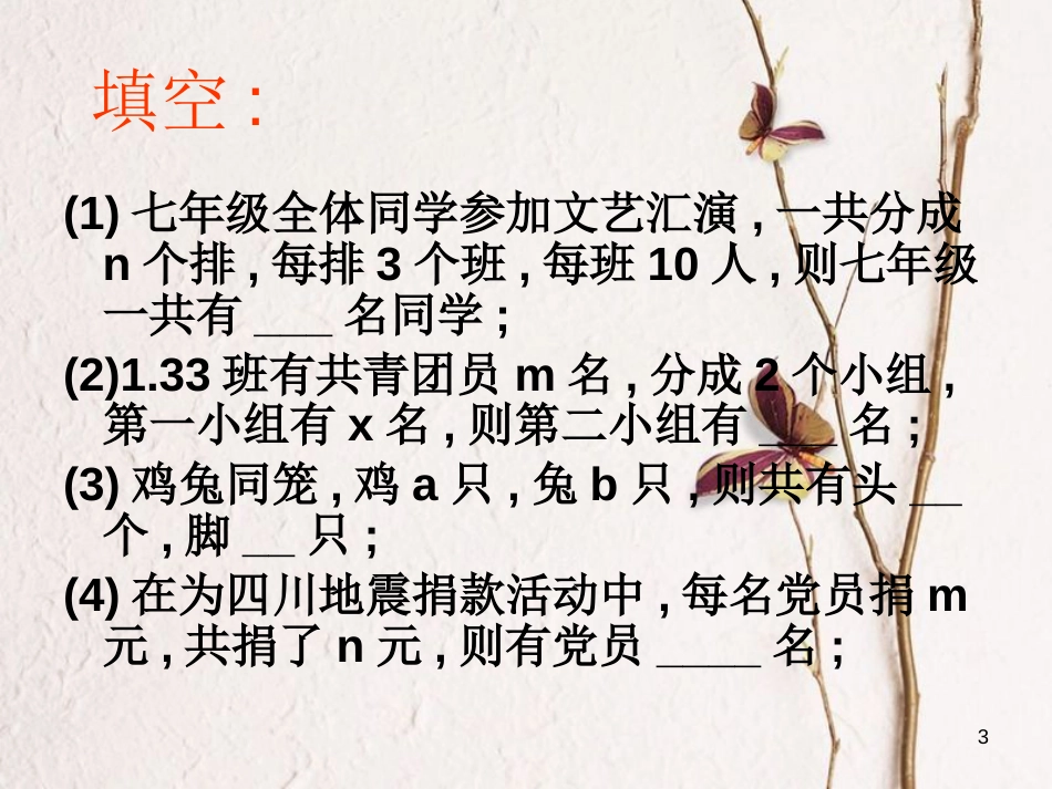 吉林省长春市榆树市七年级数学上册 3.1.3 列代数式课件 （新版）华东师大版_第3页