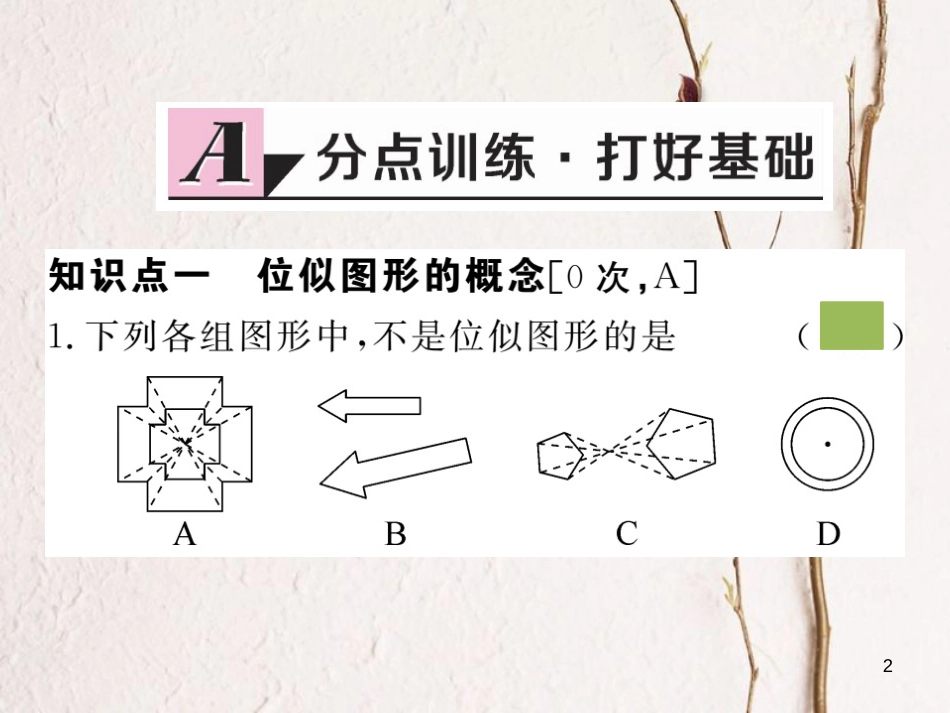 （安徽专版）九年级数学下册 第二十七章 相似 27.3 第1课时 位似图形的概念及画法练习课件 （新版）新人教版_第2页