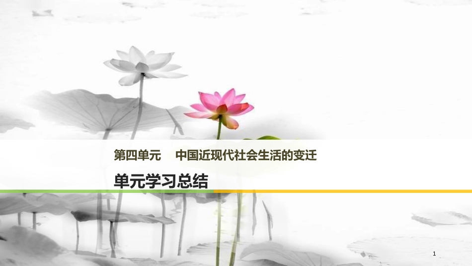 高中历史 第四单元 中国近现代社会生活的变迁单元总结课件 北师大版必修2_第1页