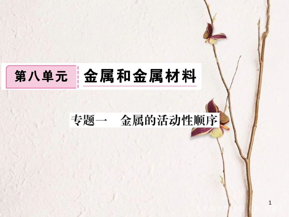 （安徽专版）九年级化学下册 专题一 金属的活动性顺序练习课件 （新版）新人教版_第1页