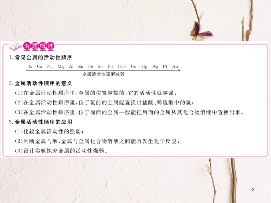 （安徽专版）九年级化学下册 专题一 金属的活动性顺序练习课件 （新版）新人教版_第2页