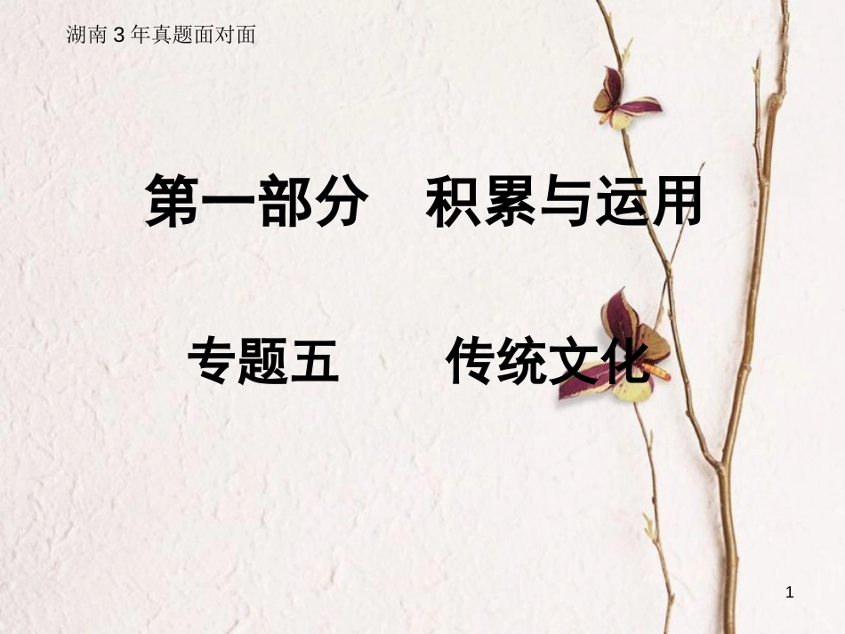 湖南省2018中考语文总复习 第一部分 积累与运用 专题五 传统文化课件_第1页