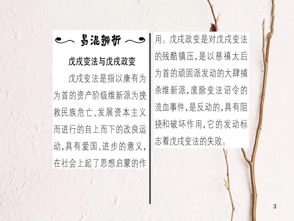 八年级历史上册 第1单元 列强侵华与晚晴时期的救亡图存 第6课 戊戌变法作业课件 岳麓版_第3页