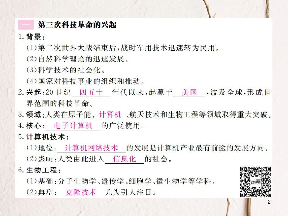 （全国版）九年级历史下册 第八单元 现代科学技术和文化 17 第三次科技革命练习课件 新人教版_第2页