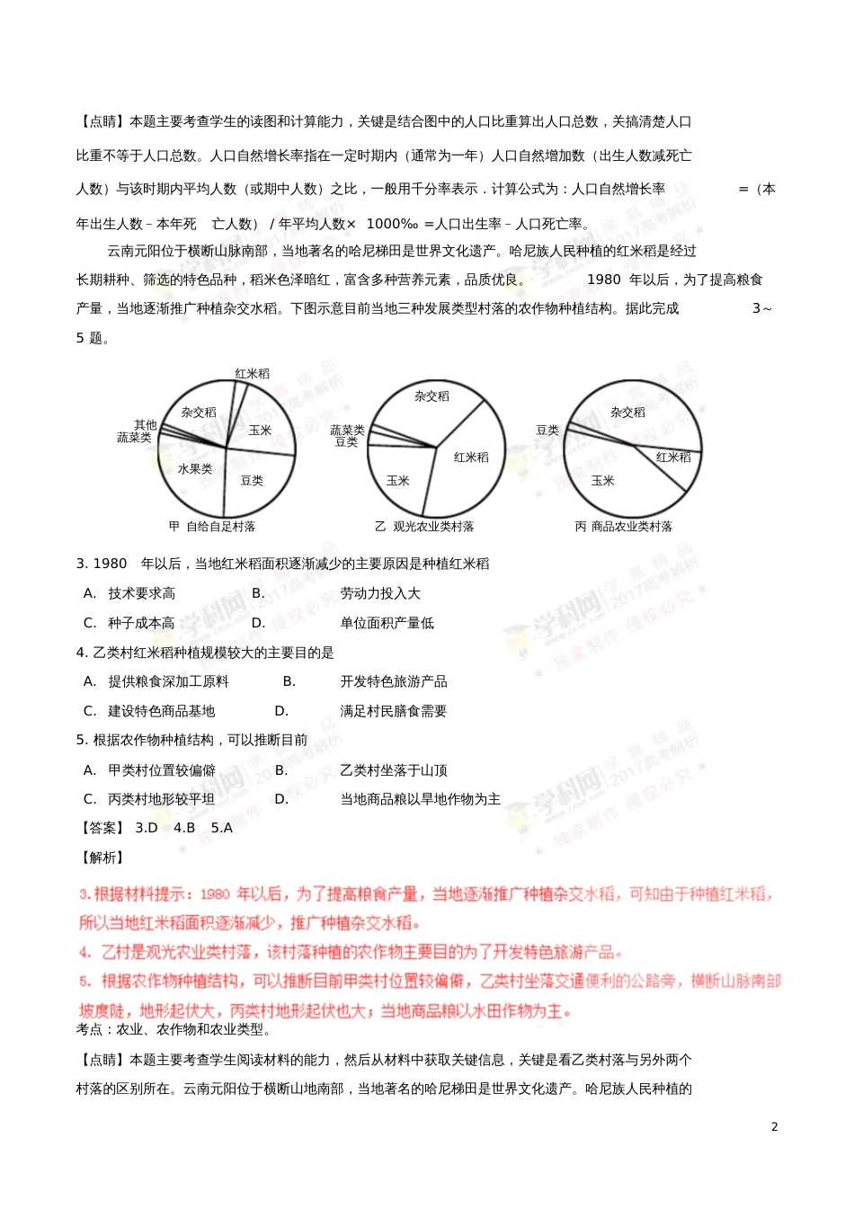 2017年普通高等学校招生全国统一考试地理试题(海南卷,含解析)_第2页