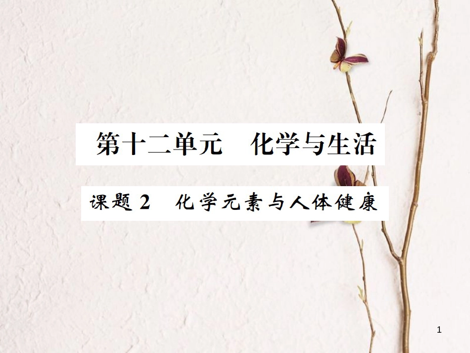 九年级化学下册 12 化学与生活 课题2 化学元素与人体健康习题课件 （新版）新人教版_第1页