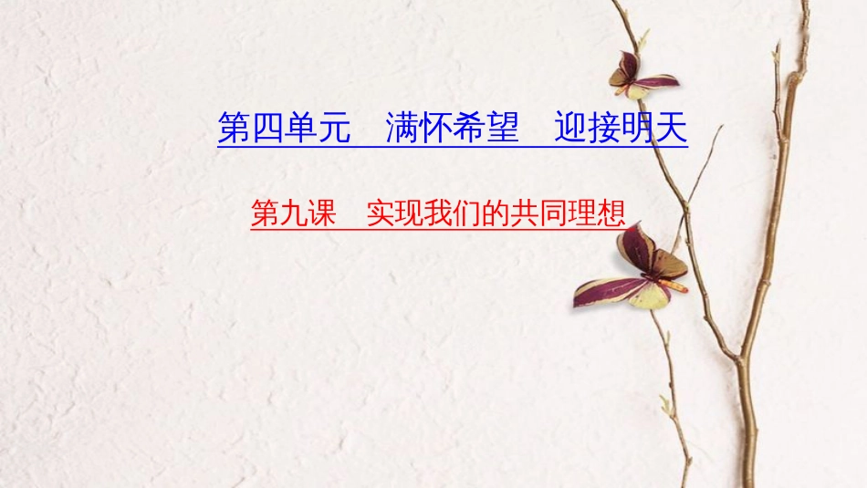 （山西地区）中考政治总复习 考点聚焦 九年级 第四单元 满怀希望 迎接明天 第九课 实现我们的共同理想课件_第1页