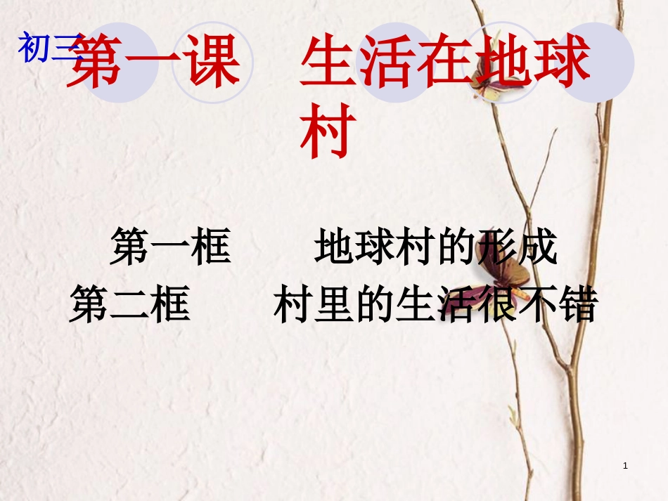 云南省个旧市九年级政治全册 第一单元 世界大舞台 第一课 地球村的形成 第1-2框 地球村的形成 村里的生活很不错课件 人民版_第1页