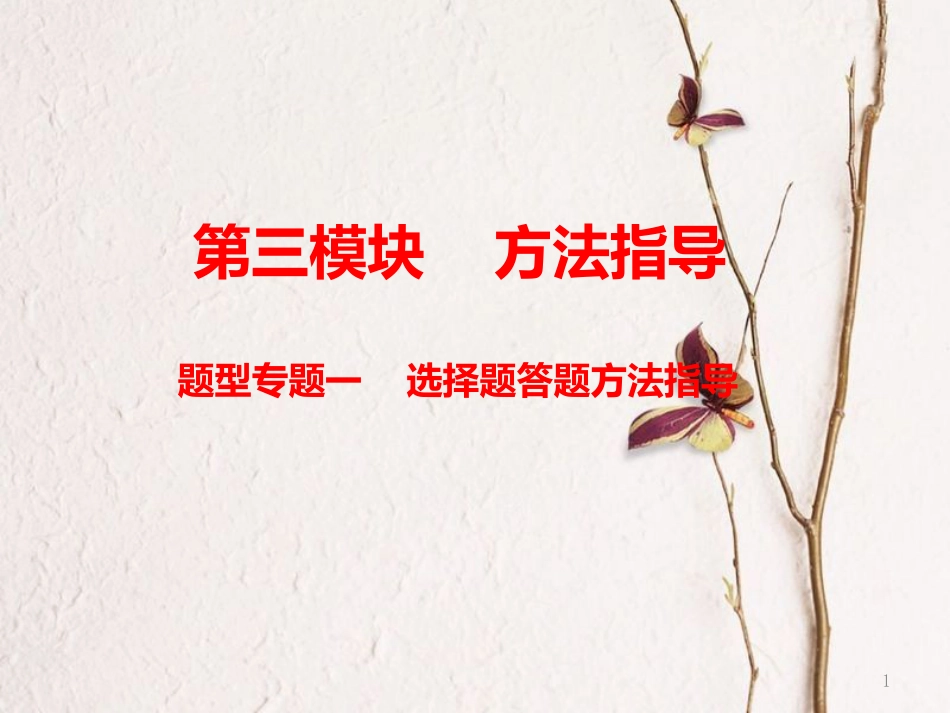 中考政治总复习 题型专题一 选择题答题方法指导课件_第1页