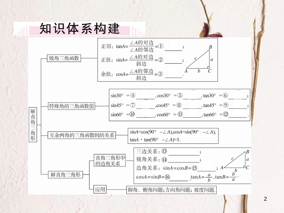 年九年级数学下册 第一章 直角三角形的边角关系小结与复习练习课件 （新版）北师大版_第2页