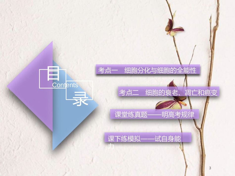 （全国通用版）2019版高考生物一轮复习 第1部分 分子与细胞 第四单元 细胞的生命历程 第3讲 细胞的分化、衰老、凋亡和癌变精准备考实用课件_第3页
