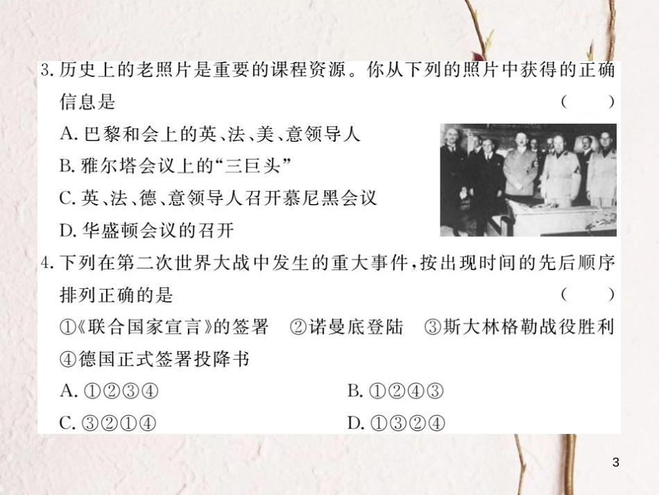 （安徽专版）九年级历史下册 期末检测卷课件 新人教版_第3页