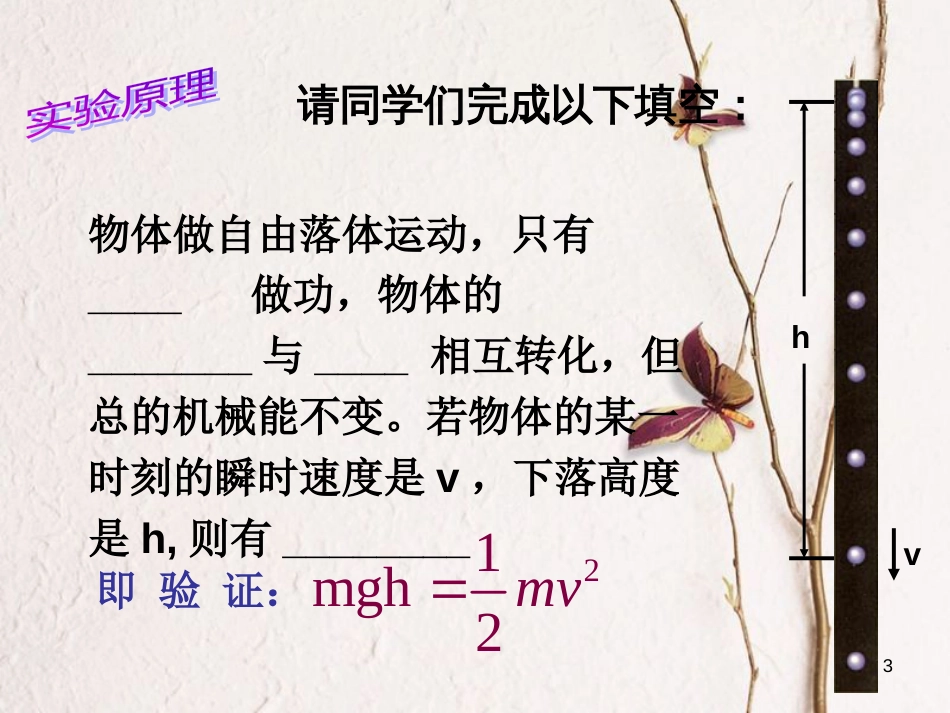 河北省邢台市高中物理 第七章 机械能守恒定律 7.9 实验：验证机械能守恒定律课件 新人教版必修2_第3页