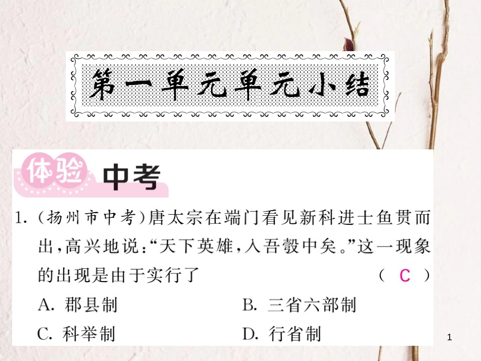 七年级历史下册 第一单元 隋唐时期：繁荣与开放的时代总结课件 新人教版_第1页