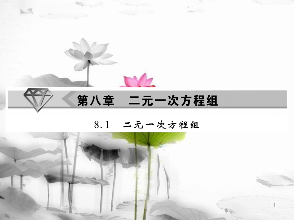 七年级数学下册 第八章 二元一次方程组 8.1 二元一次方程组习题课件 （新版）新人教版_第1页