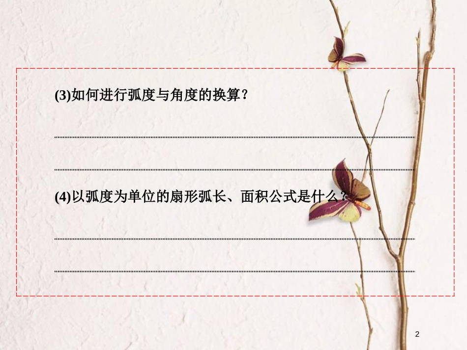 高中数学 第一章 基本初等函数（Ⅱ）1.1.2 弧度制和弧度制与角度制的换算课件 新人教B版必修4_第2页