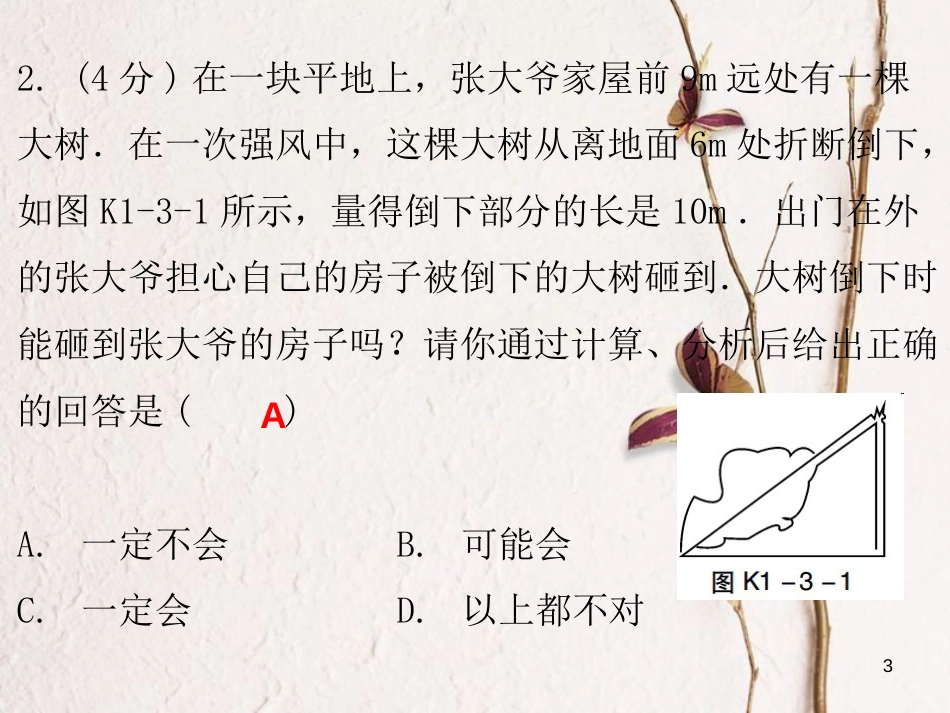 八年级数学上册 第一章 勾股定理 3 勾股定理的应用（课堂十分钟）课件 （新版）北师大版_第3页