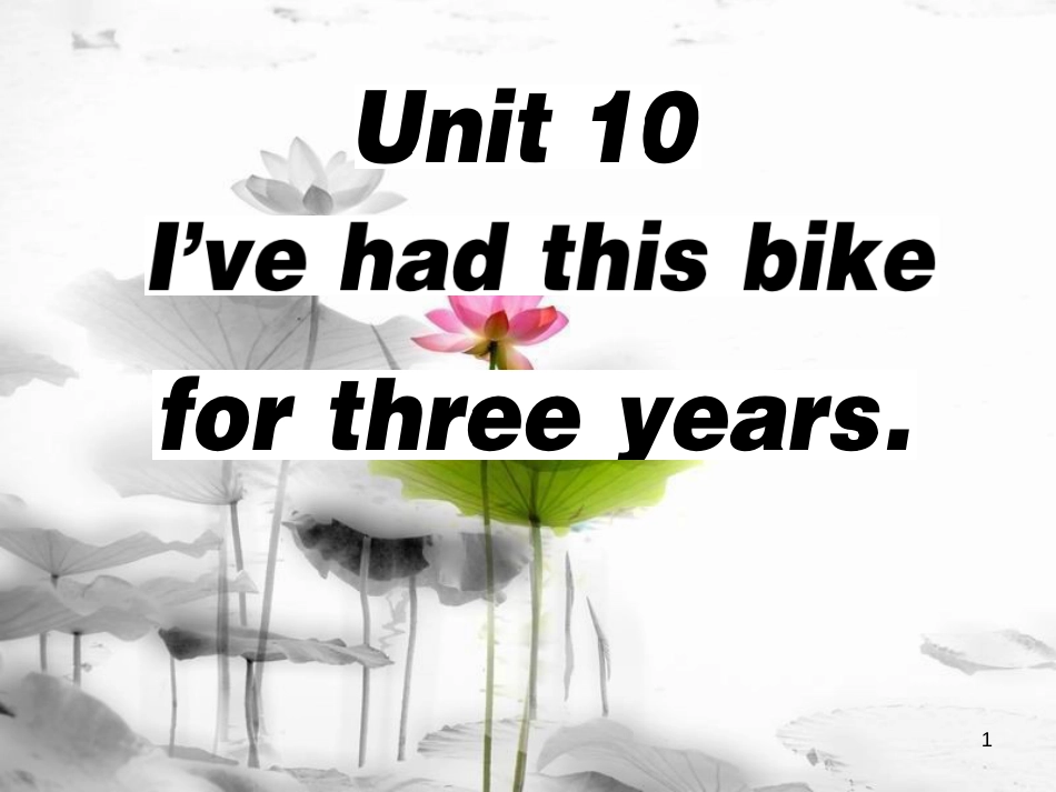年春八年级英语下册 Unit 10 I’ve had this bike for three years（第3课时）习题课件 （新版）人教新目标版_第1页
