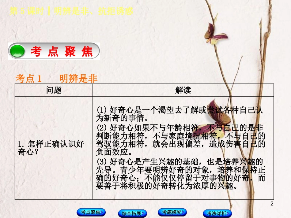 北京市中考政治 七年级 第五课时 明辨是非、抗拒诱惑教材复习课件 人民版_第2页
