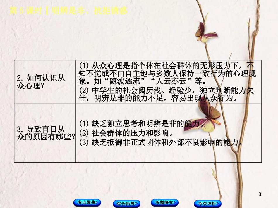 北京市中考政治 七年级 第五课时 明辨是非、抗拒诱惑教材复习课件 人民版_第3页