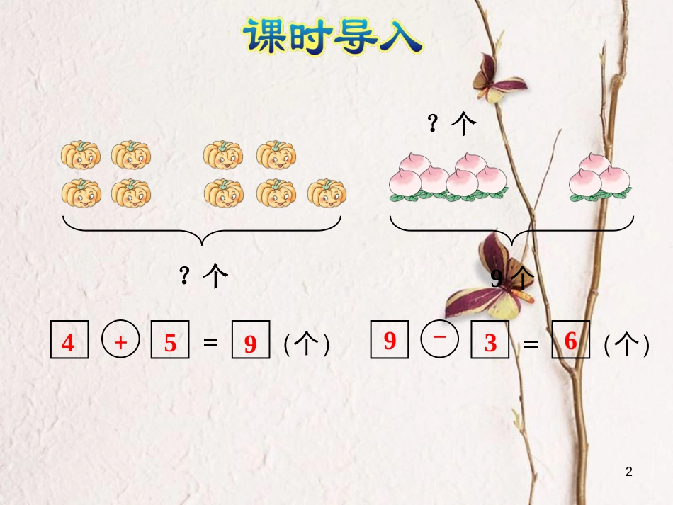 一年级数学上册 第8单元《10以内的加法和减法》第8课时 和是9的加法、9减几课件 苏教版_第2页