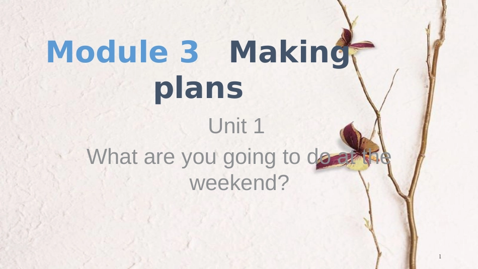 七年级英语下册 Module 3 Making plans Unit 1 What are you going to do at the weekend教学课件 （新版）外研版_第1页