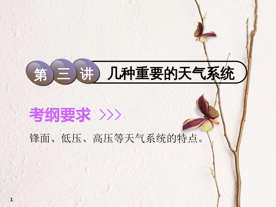 2019版高考地理一轮复习 第1部分 自然地理 第二章 自然地理环境中的物质运动和能量交换 第三讲 几种重要的天气系统课件 中图版(1)_第1页