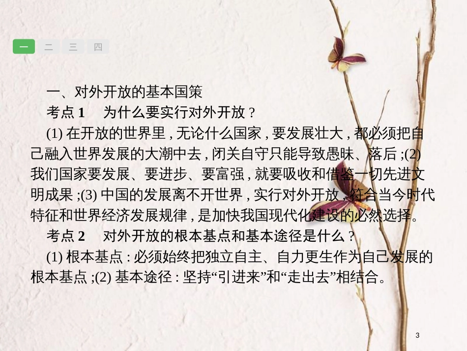 安徽省中考政治一轮复习 第一篇 知识方法固基 第五部分 九年级全一册 第二单元 了解祖国 爱我中华 第四课 了解基本国策与发展战略课件_第3页