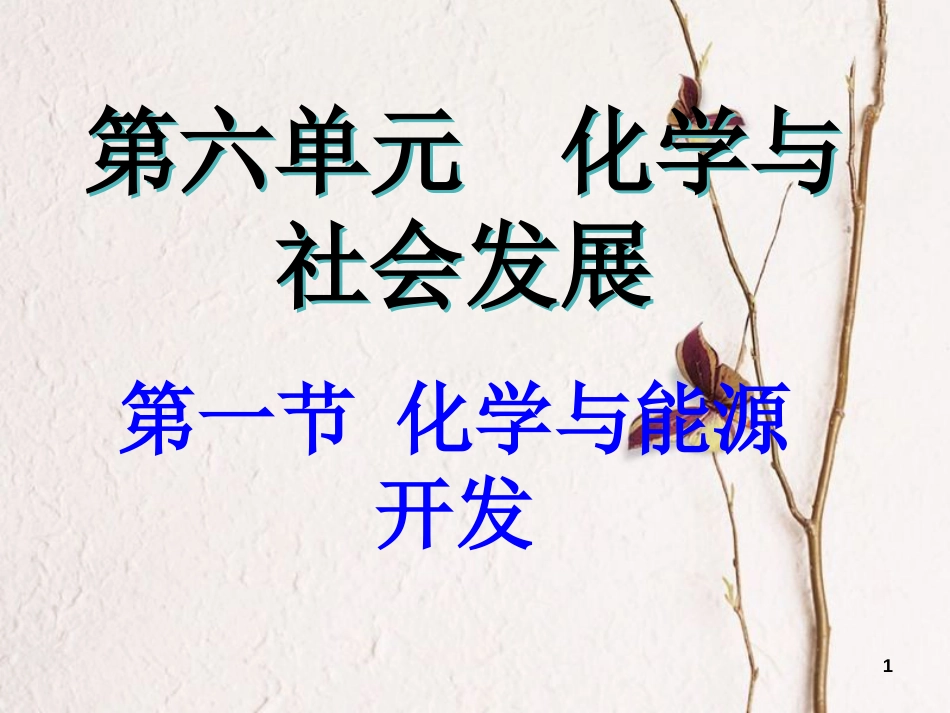 山东省莱州市沙河镇九年级化学全册 第六单元 化学与社会发展 第一节 化学与能源开发课件 鲁教版五四制_第1页