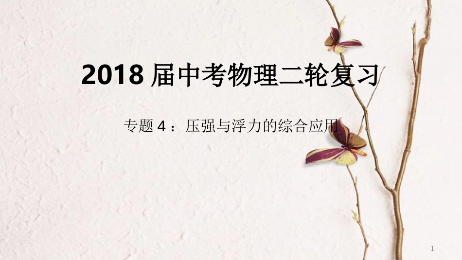 北京市中考物理二轮复习 专题突破4 压强与浮力的综合应用课件_第1页
