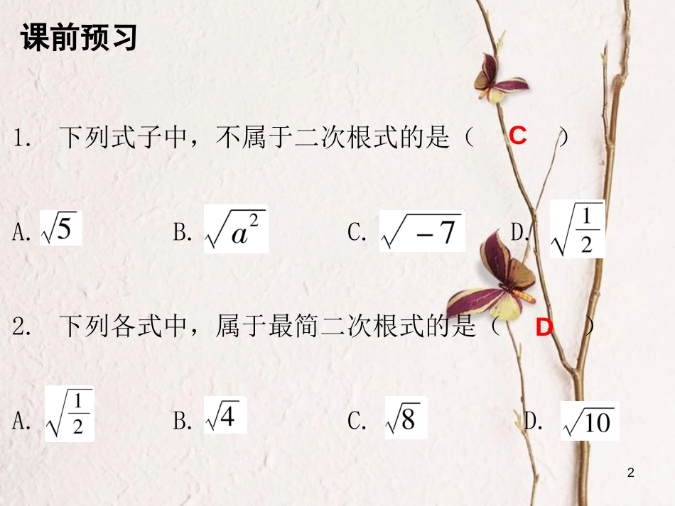 八年级数学上册 第二章 实数 7 二次根式 第1课时 二次根式（一）课件 （新版）北师大版_第2页