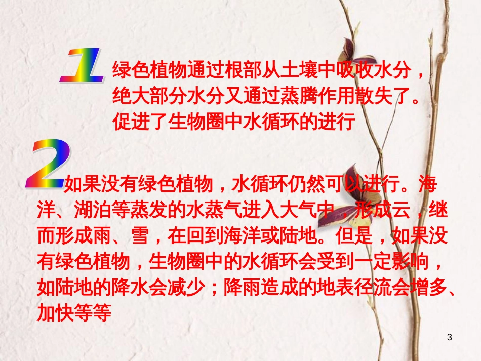 湖南省桑植县七年级生物上册 第三单元 第三章 第三节 绿色植物参与生物圈的水循环课件 （新版）新人教版_第3页