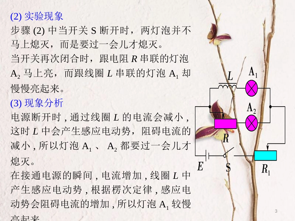 2019版高考物理总复习 演示实验 15-3-11 断电、通电自感现象的演示课件_第3页