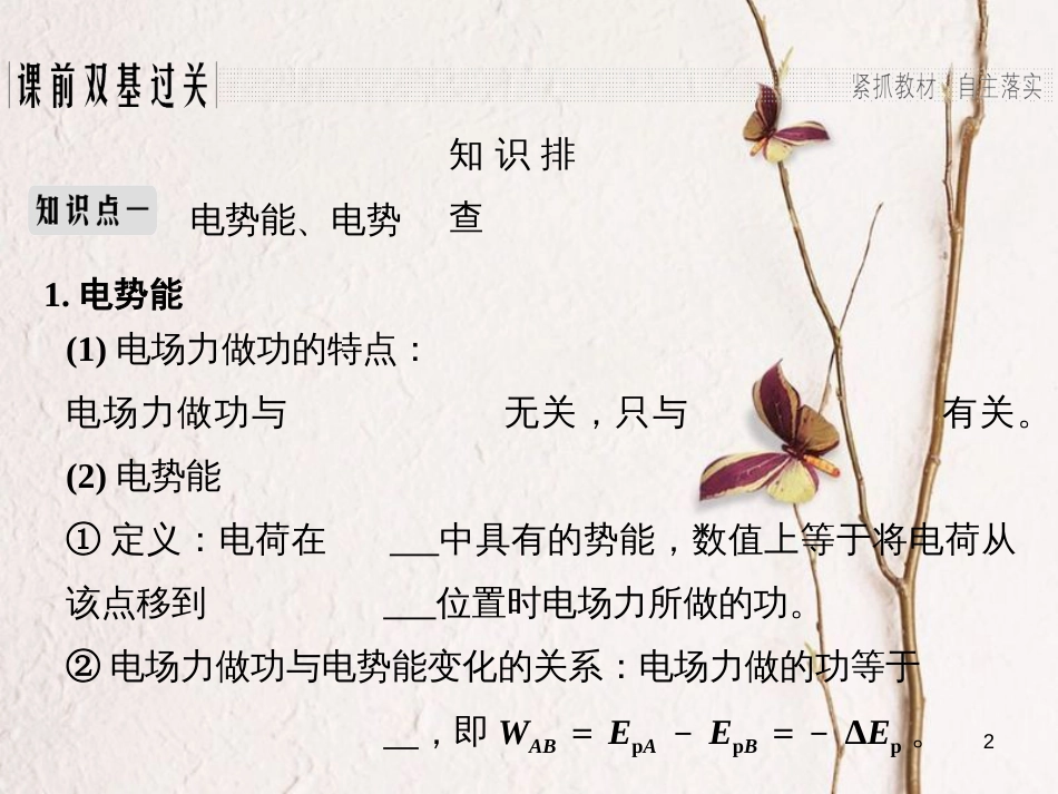 2019版高考物理总复习 第七章 静电场 基础课2 电场的能的性质课件(1)_第2页