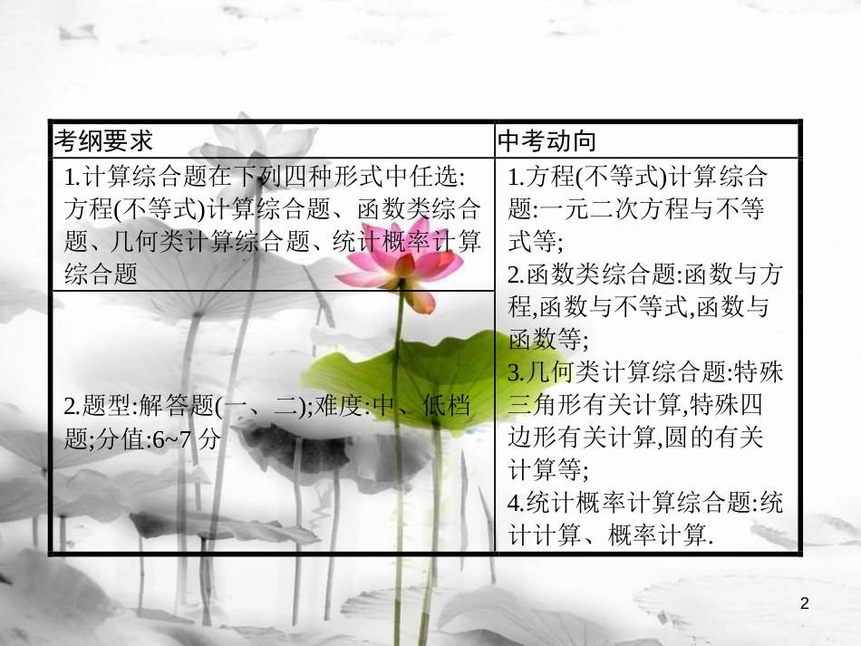 届中考数学复习 第三部分 统计与概率 第三十七课时 解答题（计算综合题）课件_第2页