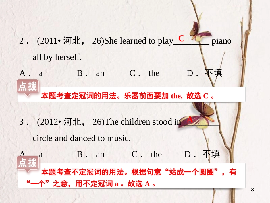 河北省中考英语总复习 Topic 1 Personal Background 2 冠词课件_第3页