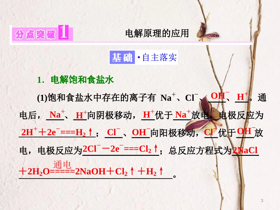 高中化学 专题1 化学反应与能量变化 第二单元 化学能与电能的转化（第4课时）电解原理的应用课件 苏教版选修4_第3页