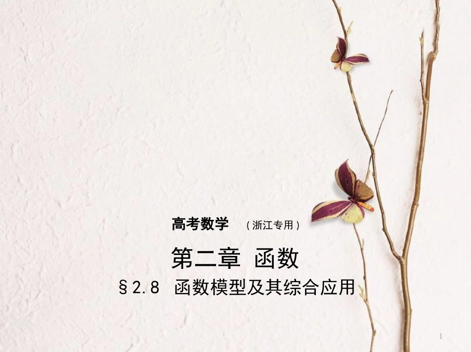 （浙江专用）高考数学一轮复习 第二章 函数 2.8 函数模型及其综合应用课件_第1页