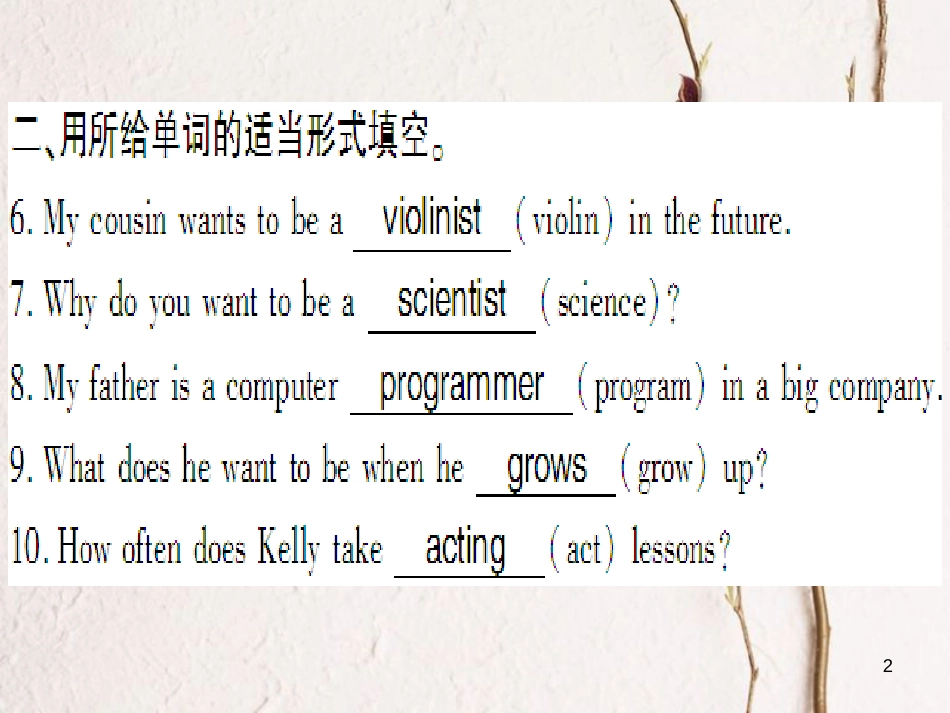 （通用版）八年级英语上册 Unit 6 I’m going to study computer science（第1课时）习题课件 （新版）人教新目标版_第2页