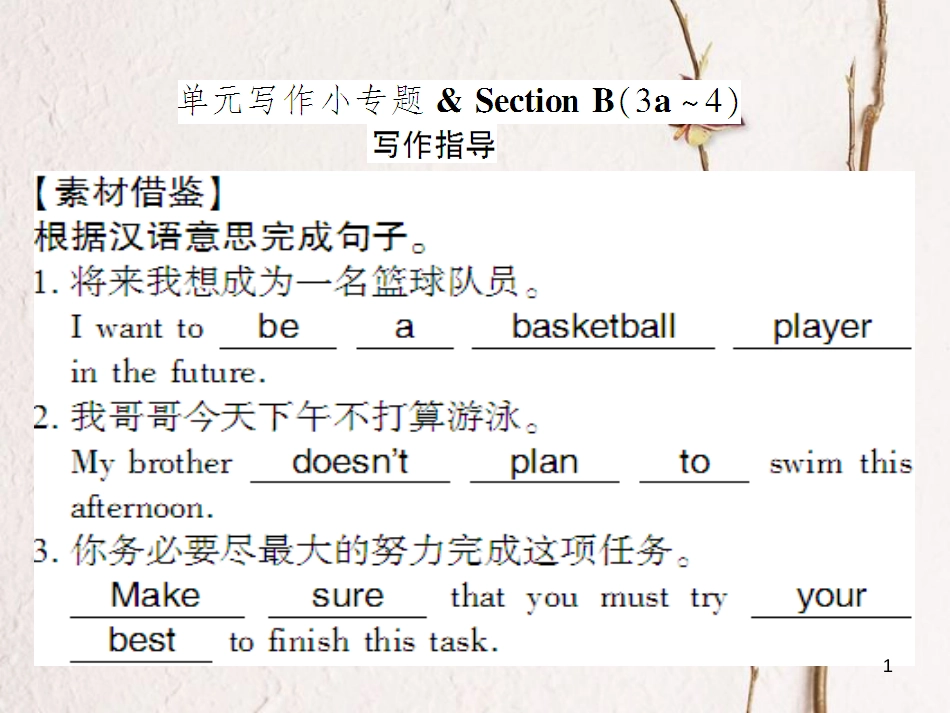 （通用版）八年级英语上册 Unit 6 I’m going to study computer science写作习题课件 （新版）人教新目标版_第1页