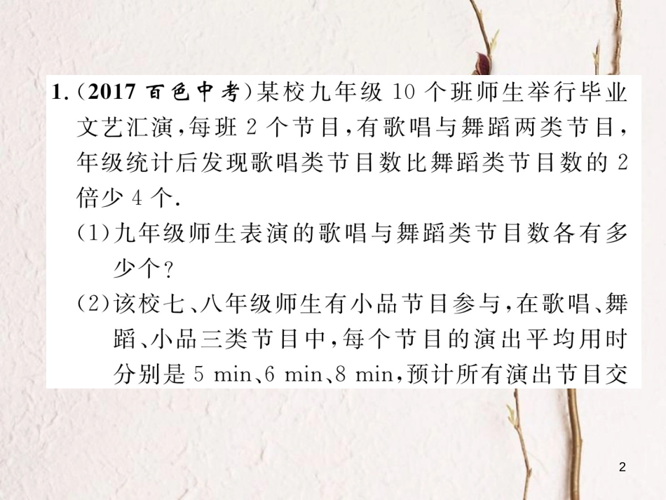 （青海专版）中考数学复习 第2编 专题突破篇 题型4 方程（组）及不等式（组）的实际应用（精练）课件_第2页