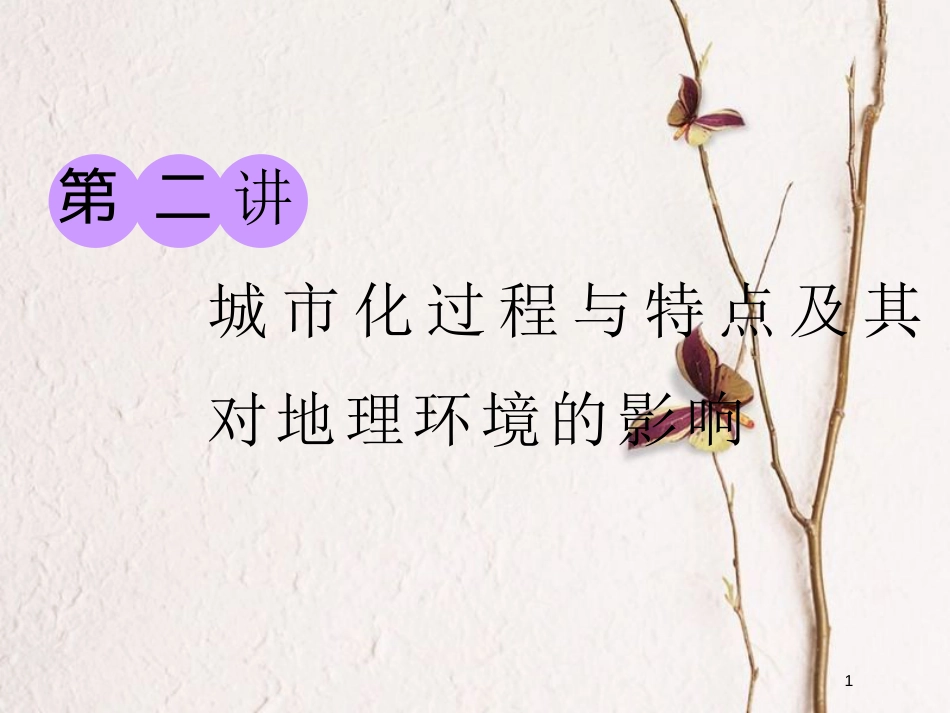 2019版高考地理大一轮复习 第二部分 第二章 城市与环境 第二讲 城市化过程与特点及其对地理环境的影响课件 湘教版(1)_第1页